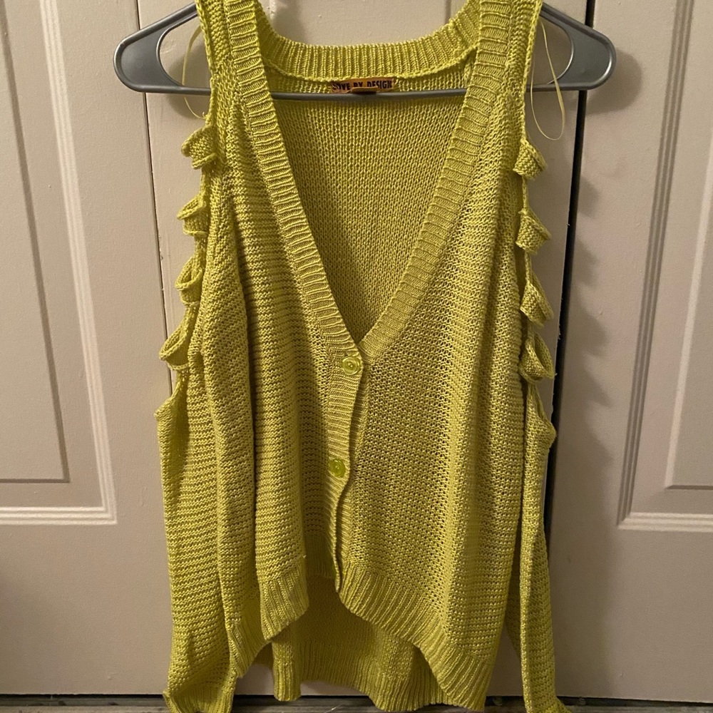 Lime green sweater with sleeves cut out